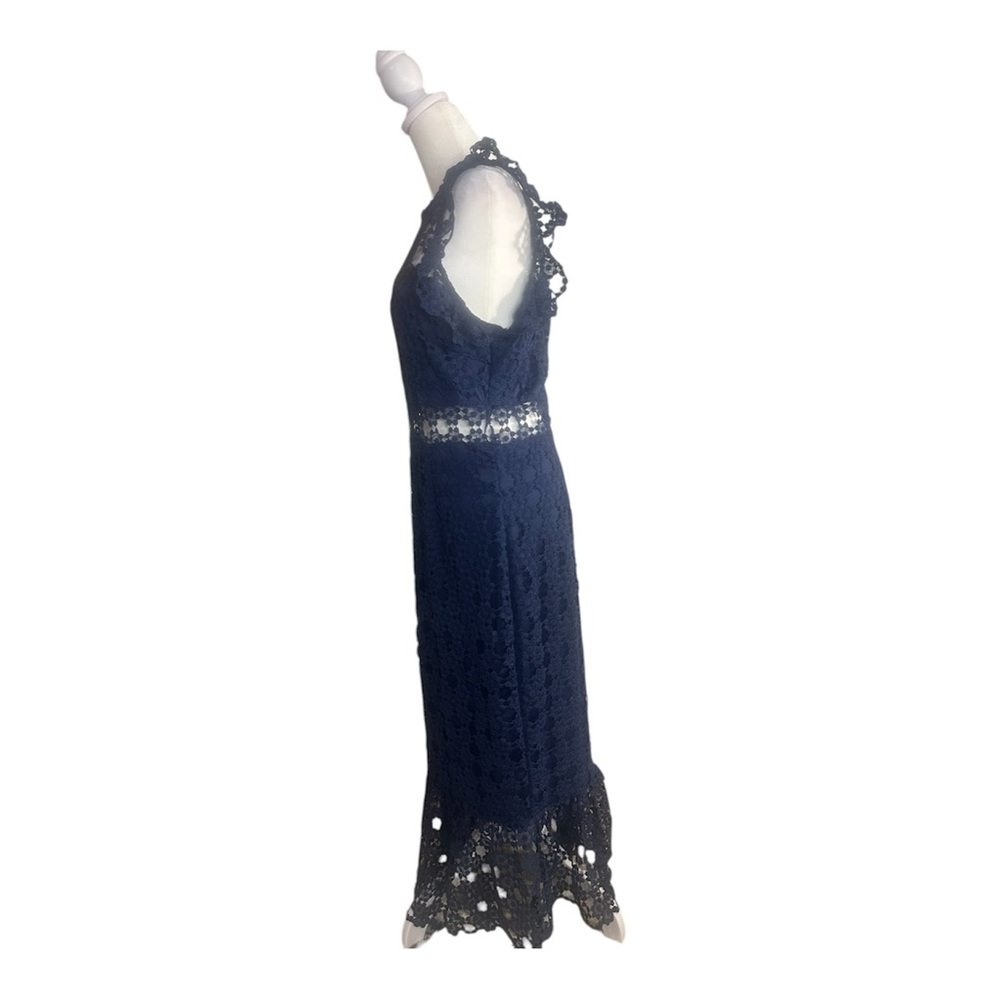 Petal & Pup Navy Lace Midi Dress Women’s Size 12 Sheer Panel Cocktail Party - Picture 6 of 13